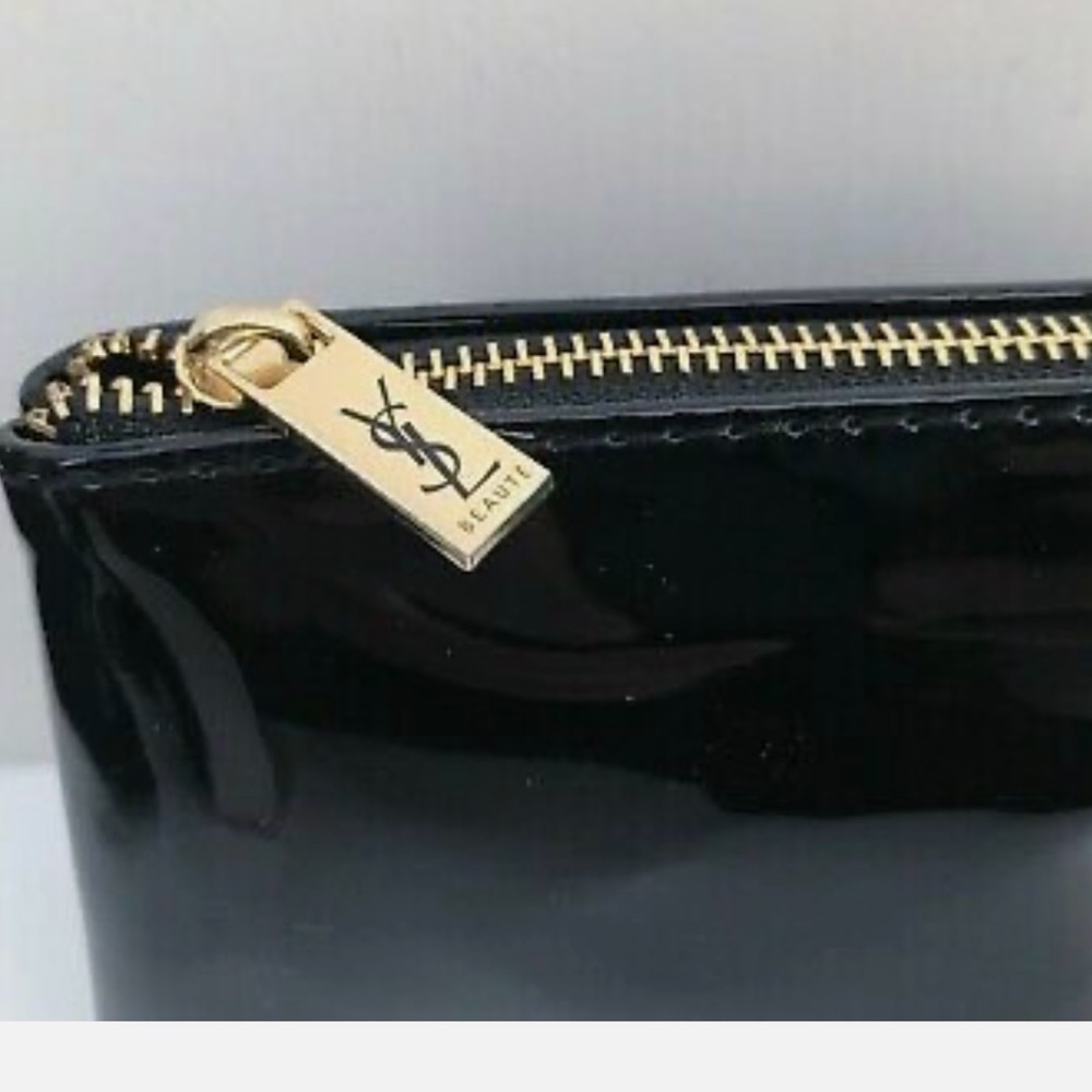 YSL Beauty Black Faux Patent Leather
Makeup Cosmetic Bag / Prestige Pouch.